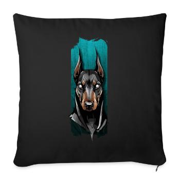 Noble Watch : le regard majestueux du doberman - Housse de coussin décorative 45 x 45 cm - noir - Devant