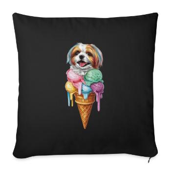 Shih Tzu comme glace gaufrée - Housse de coussin décorative 45 x 45 cm - noir - Devant