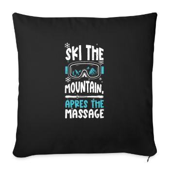 Skiez la montagne, après le massage - Housse de coussin décorative 45 x 45 cm - noir - Devant
