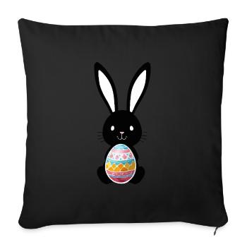 Lapin de Pâques Aquarelle de Pâques - Housse de coussin décorative 45 x 45 cm - noir - Devant