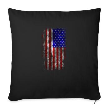 USA distressed flag - Sofa pillowcase 17,3'' x 17,3'' (45 x 45 cm) - black - Front