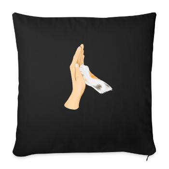 High Five with Cat White Hand - Sofa pillowcase 17,3'' x 17,3'' (45 x 45 cm) - black - Front