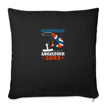 Norwegen Angeltour 2023 Angeln in Norwegen - Sofakissenbezug 45 x 45 cm - Schwarz - Vorne