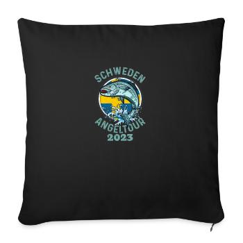 Schweden Angeltour 2023 Angeln in Schweden - Sofakissenbezug 45 x 45 cm - Schwarz - Vorne