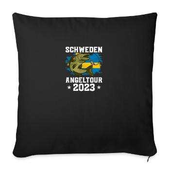 Schweden Angeltour 2023 Angeln in Schweden - Sofakissenbezug 45 x 45 cm - Schwarz - Vorne