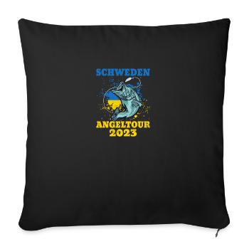 Schweden Angeltour 2023 Angeln in Schweden - Sofakissenbezug 45 x 45 cm - Schwarz - Vorne