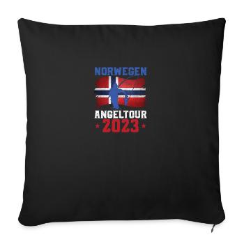 Norwegen Angeltour 2023 Angeltrip nach Norwegen - Sofakissenbezug 45 x 45 cm - Schwarz - Vorne
