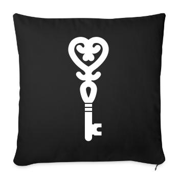 Mariage clé du cœur - Housse de coussin décorative 45 x 45 cm - noir - Devant