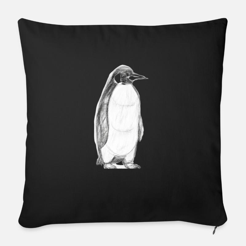 Pinguin Illustration - Sofakissenbezug 45 x 45 cm - Schwarz