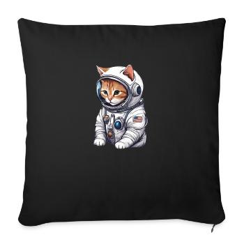 Cute cat as astronaut - Sofa pillowcase 17,3'' x 17,3'' (45 x 45 cm) - black - Front