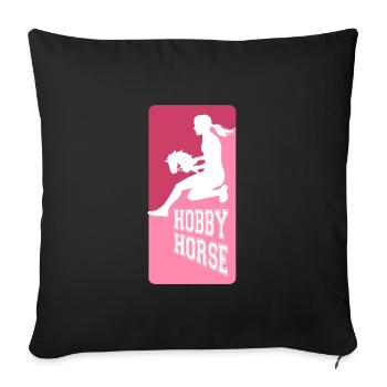 Cheval de loisir - Cheval de loisir - Équitation - Cadeau - Housse de coussin décorative 45 x 45 cm - noir - Devant
