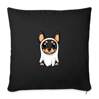Doberman Chien Halloween Drôle Fantôme - Housse de coussin décorative 45 x 45 cm - noir - Devant