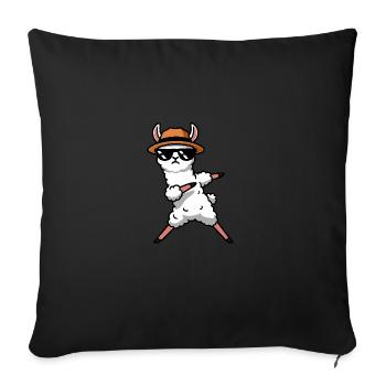Comic Alpaka Lama Hut Party Sonnenbrille Tanz Bolt - Sofakissenbezug 45 x 45 cm - Schwarz - Vorne