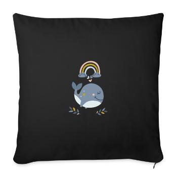 Baleine d’arc-en-ciel - Housse de coussin décorative 45 x 45 cm - noir - Devant