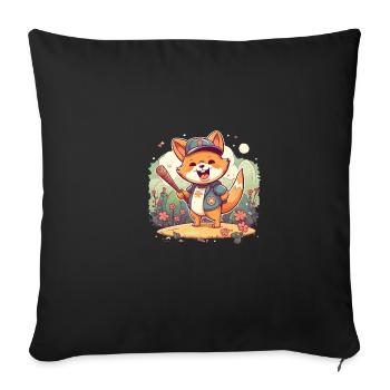 Japanese dog Shiba Inu sports baseball - Sofa pillowcase 17,3'' x 17,3'' (45 x 45 cm) - black - Front