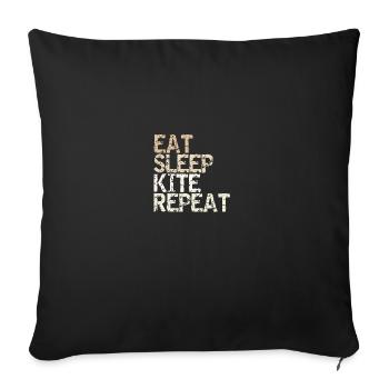 Eat Sleep Kite Repeat Kiteboard Kitesurf surfer - Sofa pillowcase 17,3'' x 17,3'' (45 x 45 cm) - black - Front