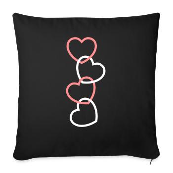 Four hearts on a chain - Sofa pillowcase 17,3'' x 17,3'' (45 x 45 cm) - black - Front