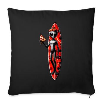 Halloween Alien Surfer Pizza Liebhaber - Sofakissenbezug 45 x 45 cm - Schwarz - Vorne