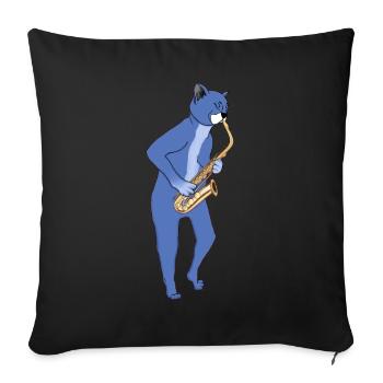 JAZZ CAT PLAYING SAXOPHONE - SAX CAT - Sofa pillowcase 17,3'' x 17,3'' (45 x 45 cm) - black - Front
