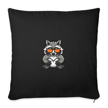 raton laveur animal cool - Housse de coussin décorative 45 x 45 cm - noir - Devant