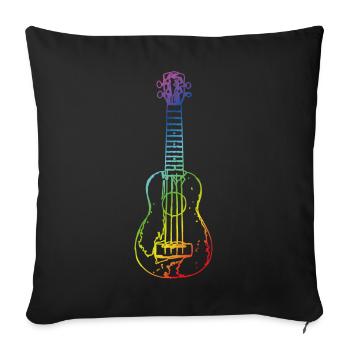 Vintage style ukulele - Sofa pillowcase 17,3'' x 17,3'' (45 x 45 cm) - black - Front