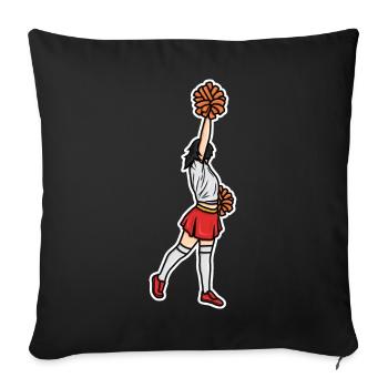 Croquis de fille de pom-pom girl - Housse de coussin décorative 45 x 45 cm - noir - Devant