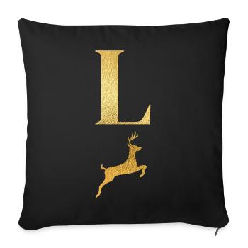 Letter l Golden Deer - Gift Idea - Sofa pillowcase 17,3'' x 17,3'' (45 x 45 cm) - black - Front