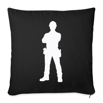Construction Worker Construction Silhouette - Sofa pillowcase 17,3'' x 17,3'' (45 x 45 cm) - black - Front