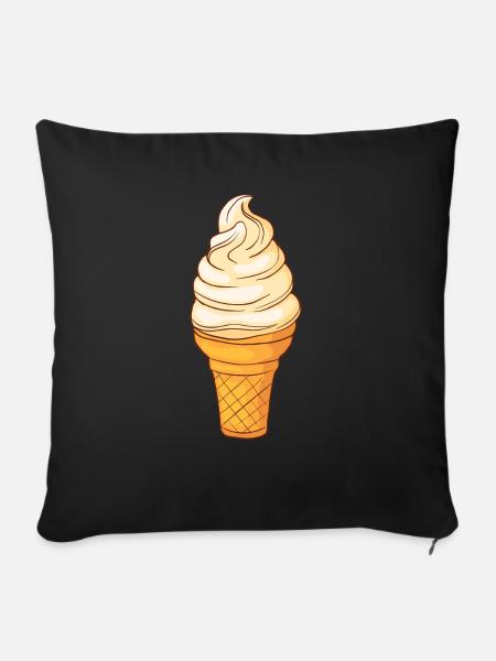 Softeis Eis Speiseeis Eiskrem Eiscreme Kugeleis - Sofakissenbezug 45 x 45 cm - Schwarz