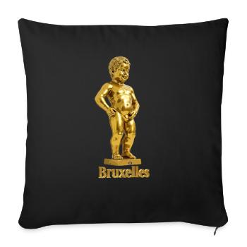 Manneken Pis de Bruxelles en or - Sofa pillowcase 17,3'' x 17,3'' (45 x 45 cm) - black - Front