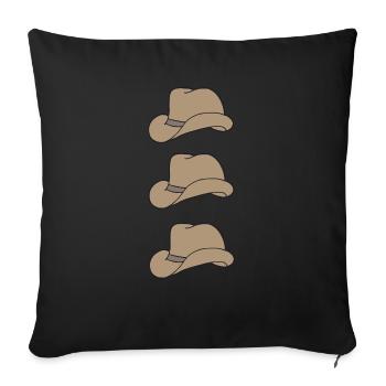 Three hats - Sofa pillowcase 17,3'' x 17,3'' (45 x 45 cm) - black - Front