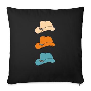Three hats - Sofa pillowcase 17,3'' x 17,3'' (45 x 45 cm) - black - Front