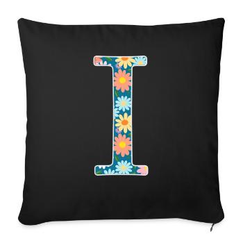 Customizable Monogram I Floral Pattern - Sofa pillowcase 17,3'' x 17,3'' (45 x 45 cm) - black - Front