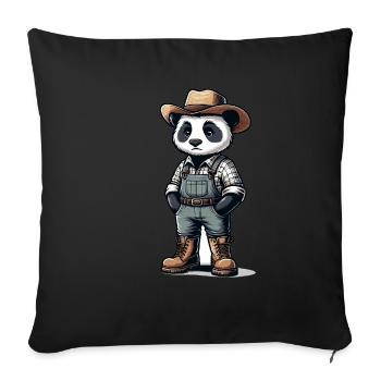 Cute Panda Farmer - Sofa pillowcase 17,3'' x 17,3'' (45 x 45 cm) - black - Front