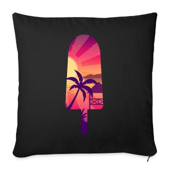 Asian Seascape Silhouette Frozen Stick - Sofa pillowcase 17,3'' x 17,3'' (45 x 45 cm) - black - Front