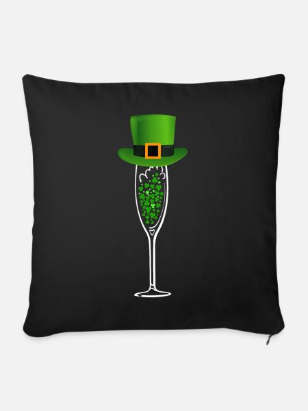Kleeblatt Sektglas - Sofakissenbezug 45 x 45 cm - Schwarz