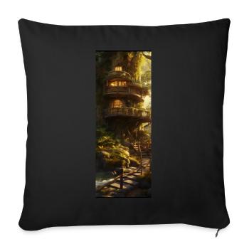 Fantasy treehouse - Sofa pillowcase 17,3'' x 17,3'' (45 x 45 cm) - black - Front