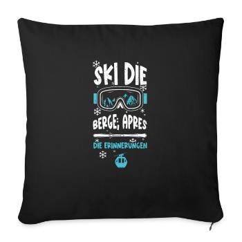 Ski die Berge, Apres die Erinner... - Sofakissenbezug 45 x 45 cm - Schwarz - Vorne