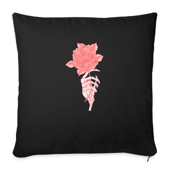 Rose squelette - Housse de coussin décorative 45 x 45 cm - noir - Devant