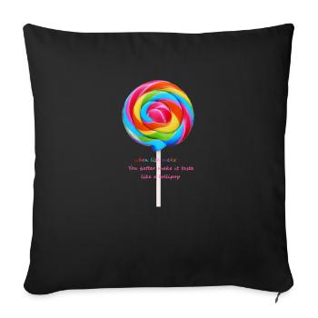 When life sucks! Lollipop - Sofa pillowcase 17,3'' x 17,3'' (45 x 45 cm) - black - Front