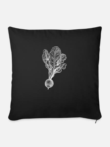 Radieschen Skizze - Sofakissenbezug 45 x 45 cm - Schwarz