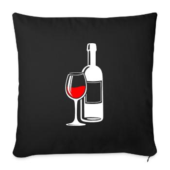 Wine Wine glass Wine bottle Red wine wine lover - Sofa pillowcase 17,3'' x 17,3'' (45 x 45 cm) - black - Front