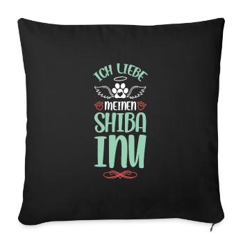 J’aime mon Shiba Inu - Housse de coussin décorative 45 x 45 cm - noir - Devant