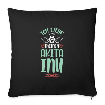 J’aime mon Akita Inu - Housse de coussin décorative 45 x 45 cm - noir - Devant