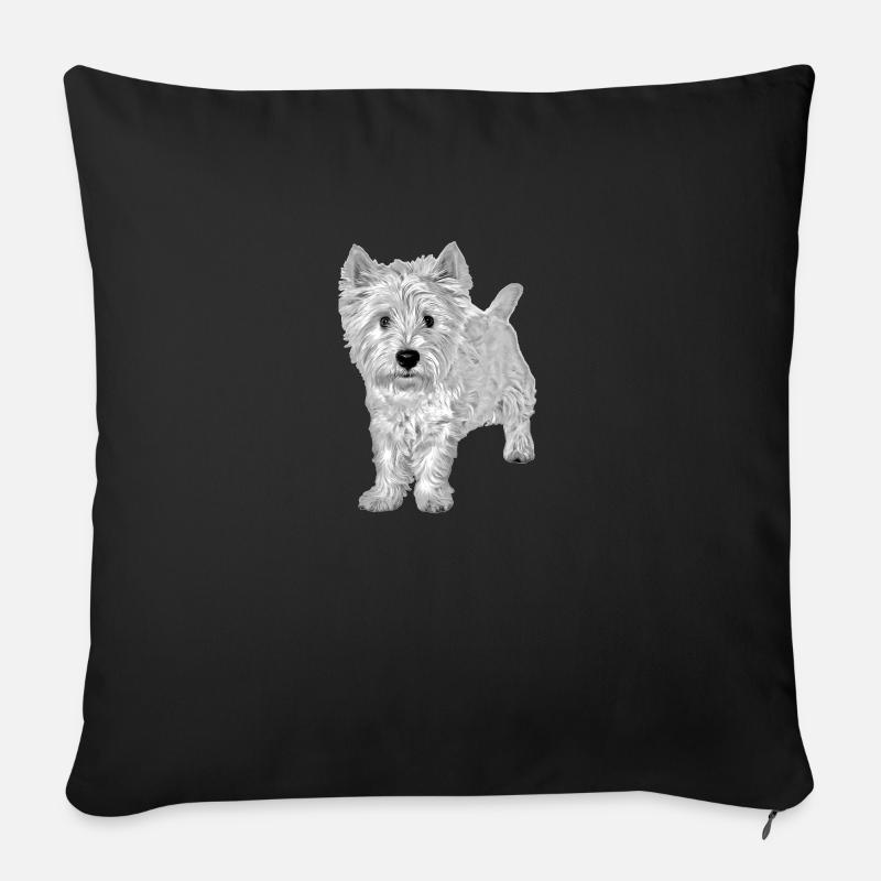 West Highland White Terrier Westie - Housse de coussin décorative 45 x 45 cm - noir