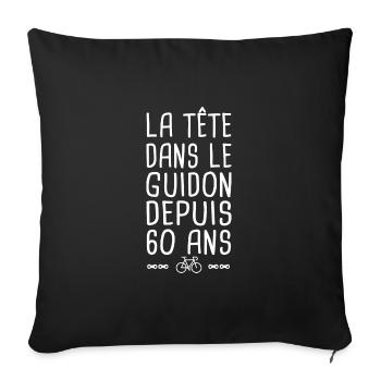 60 ans vélo tête dans le guidon anniversaire 60 - Housse de coussin décorative 45 x 45 cm - noir - Devant