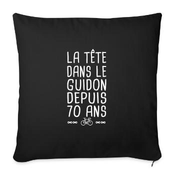 70 ans vélo tête dans le guidon anniversaire 70 - Housse de coussin décorative 45 x 45 cm - noir - Devant