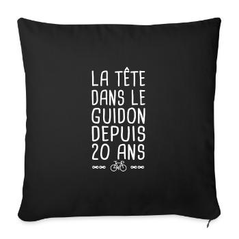 20 ans vélo tête dans le guidon anniversaire 20 - Housse de coussin décorative 45 x 45 cm - noir - Devant