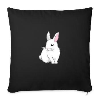 weißer Hase sitzend - Sofakissenbezug 45 x 45 cm - Schwarz - Vorne