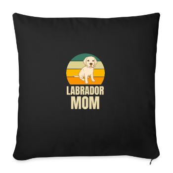 Chiens Maman Amoureux des chiens Fête des mères Rétro Labrador - Housse de coussin décorative 45 x 45 cm - noir - Devant